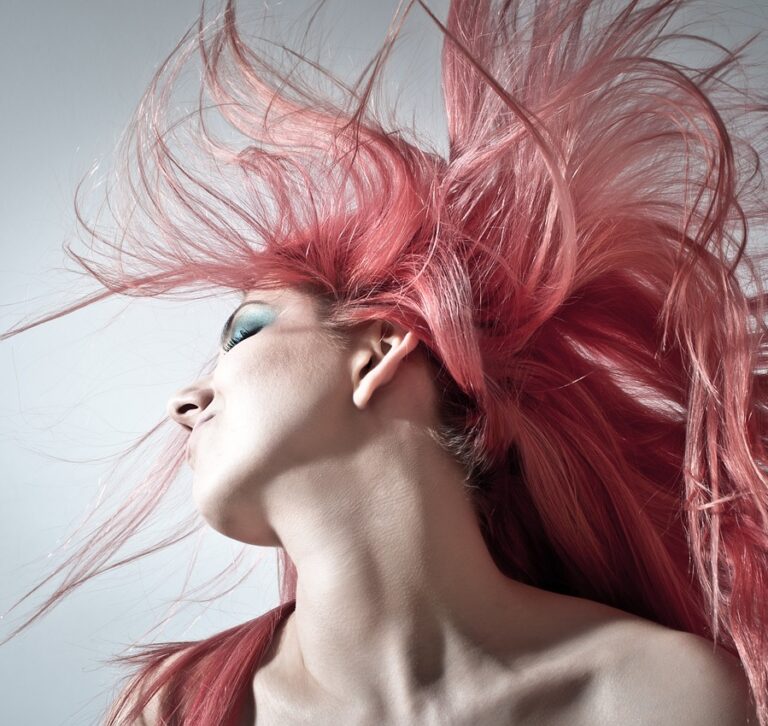 pink hair, hairstyle, woman